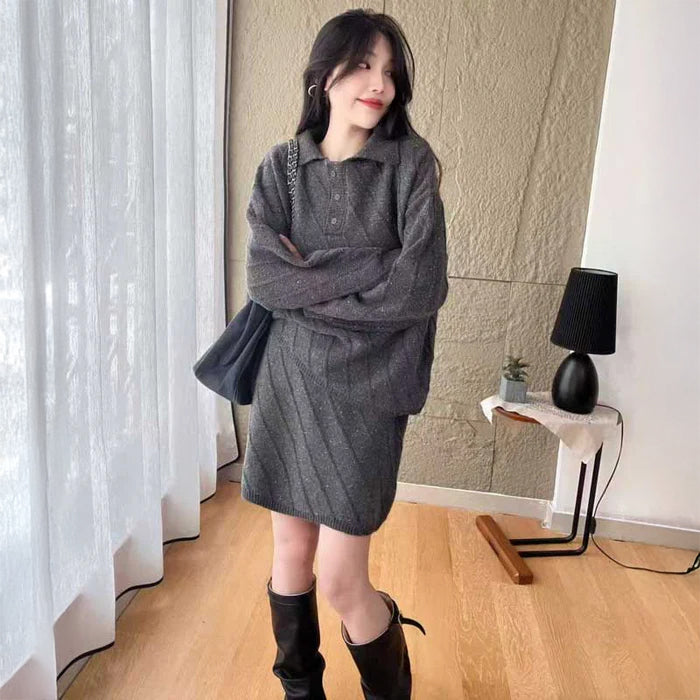 ポロカラーニットセットアップ(3colors)