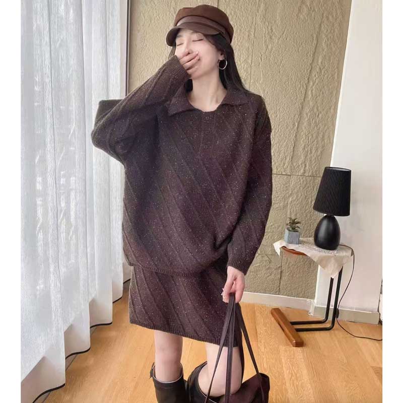 ポロカラーニットセットアップ(3colors)