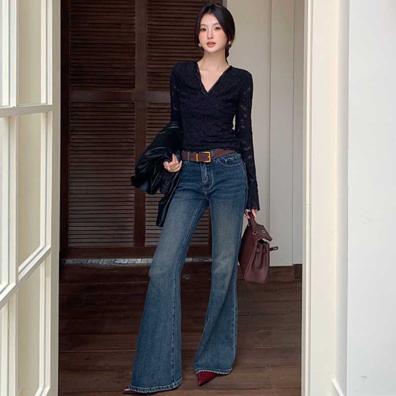 Vネックレースカットソー(2colors)