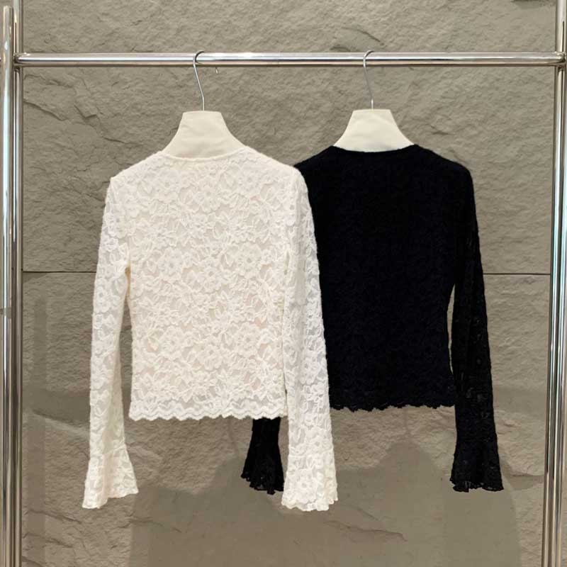 Vネックレースカットソー(2colors)