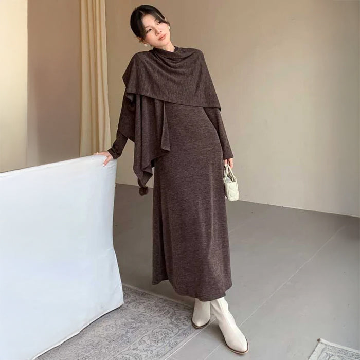 ショール付きハイネックワンピース(3colors)