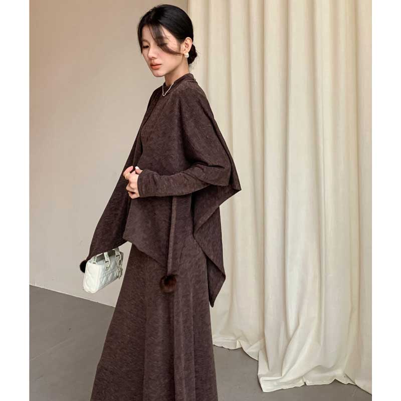 ショール付きハイネックワンピース(3colors)