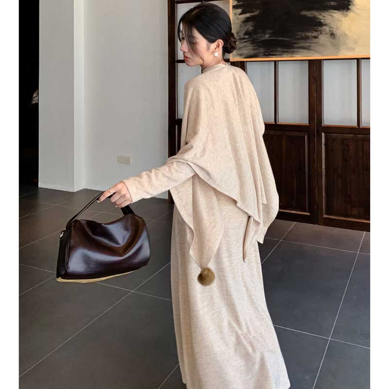 ショール付きハイネックワンピース(3colors)