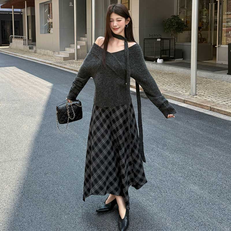 オフショルダーVネックニット(3colors)