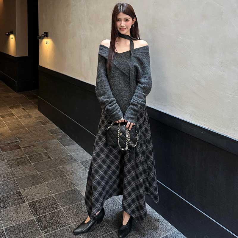 オフショルダーVネックニット(3colors)