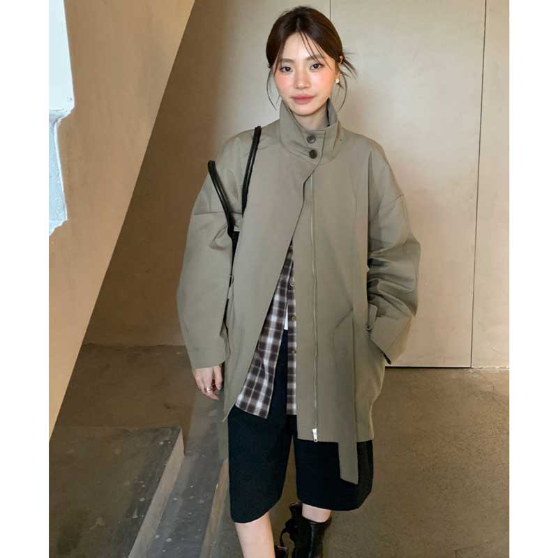 スタンドカラーショートコート(2colors)