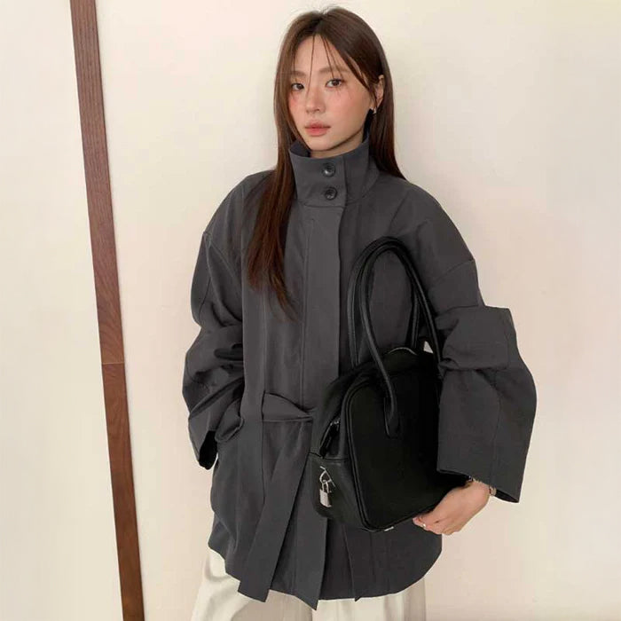 スタンドカラーショートコート(2colors)