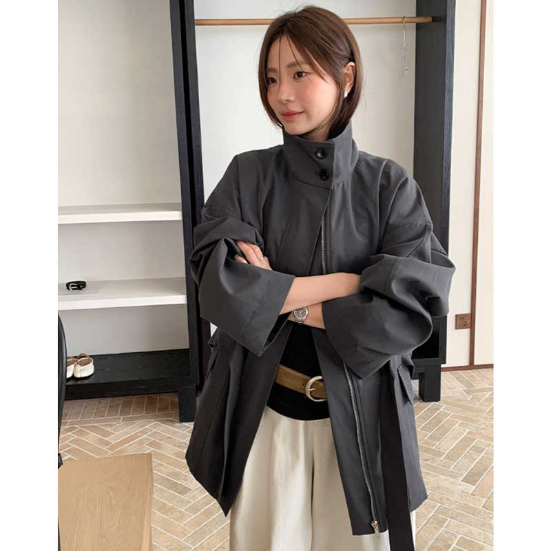 スタンドカラーショートコート(2colors)