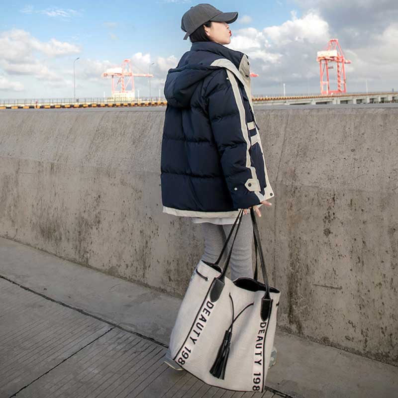 スポーティバイカラーダウンジャケット