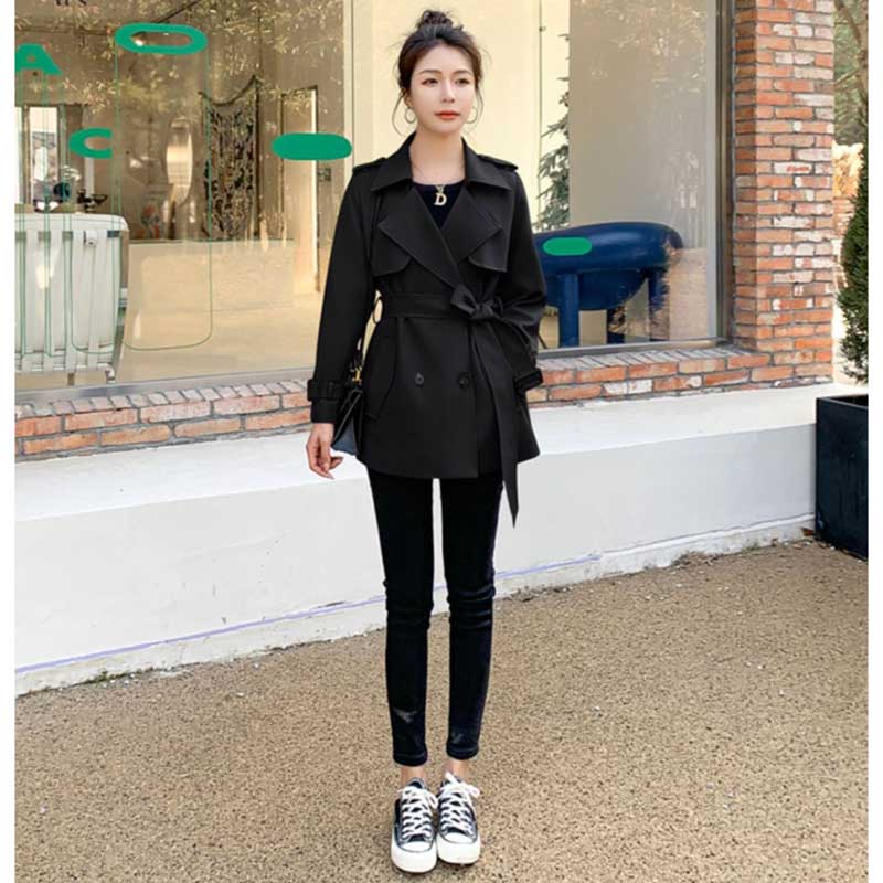 ベーシックトレンチコート(2colors)（ベージュ・黒）春/秋 カジュアル