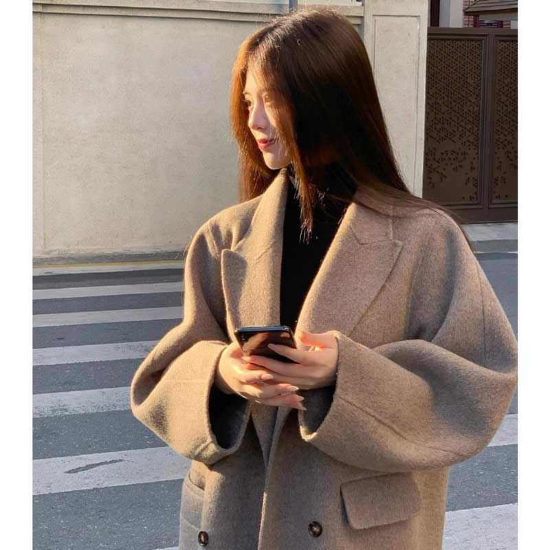 ダブルブレストチェスターコート(2colors)（ベージュ・黒）秋/冬