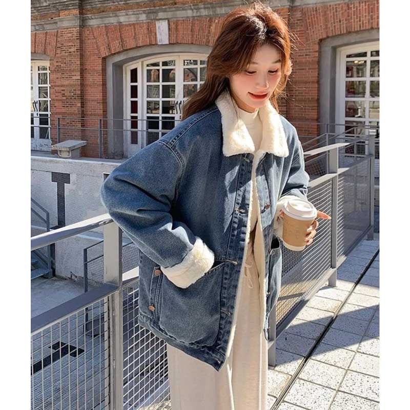 ボア襟デニムジャケット