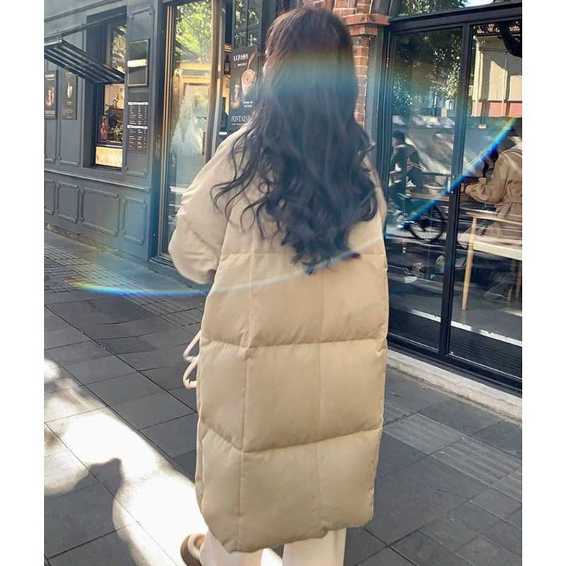 リブニット襟ロング丈ダウンコート(2colors)