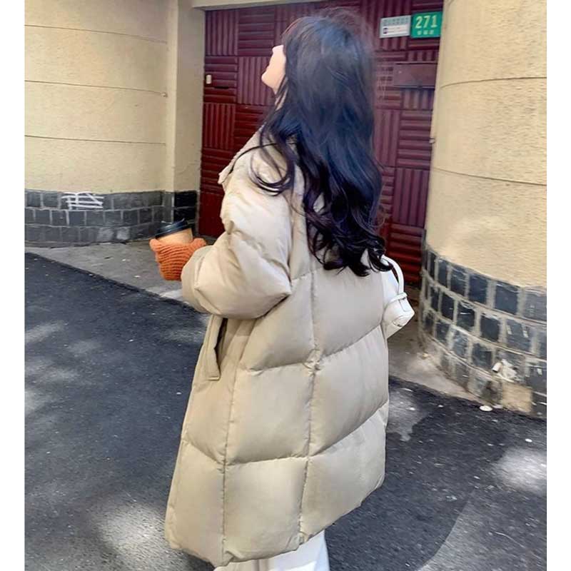 リブニット襟ロング丈ダウンコート(2colors)