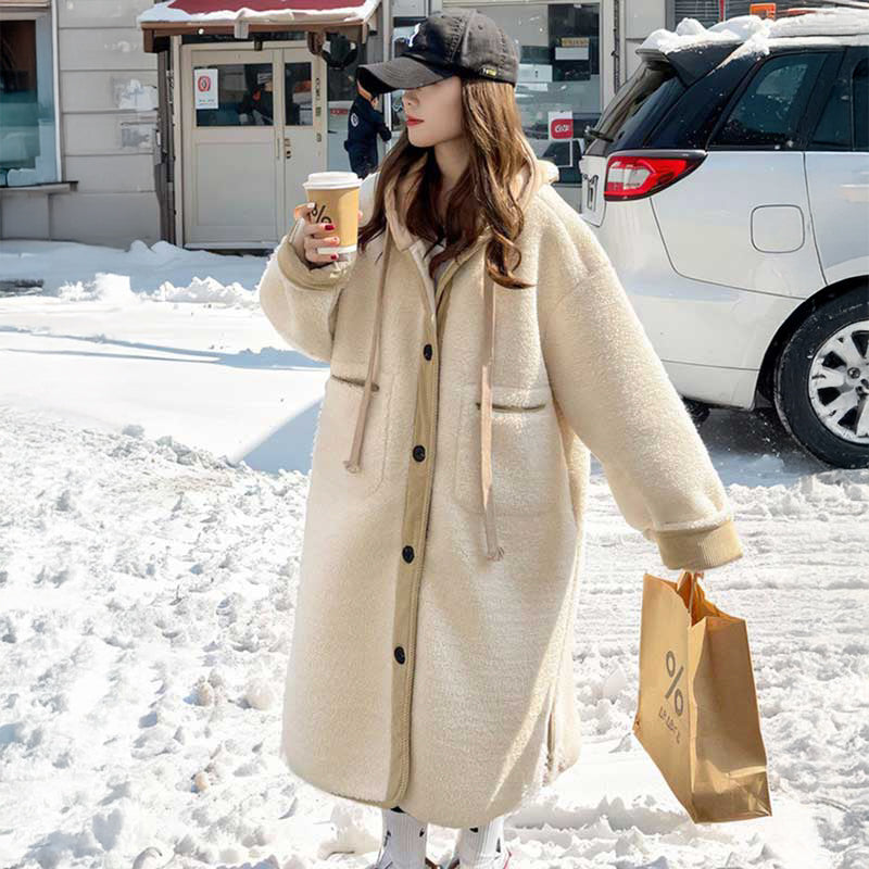 フード付きボアロングコート