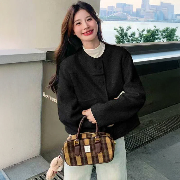 ノーカラーショートジャケット(2colors)