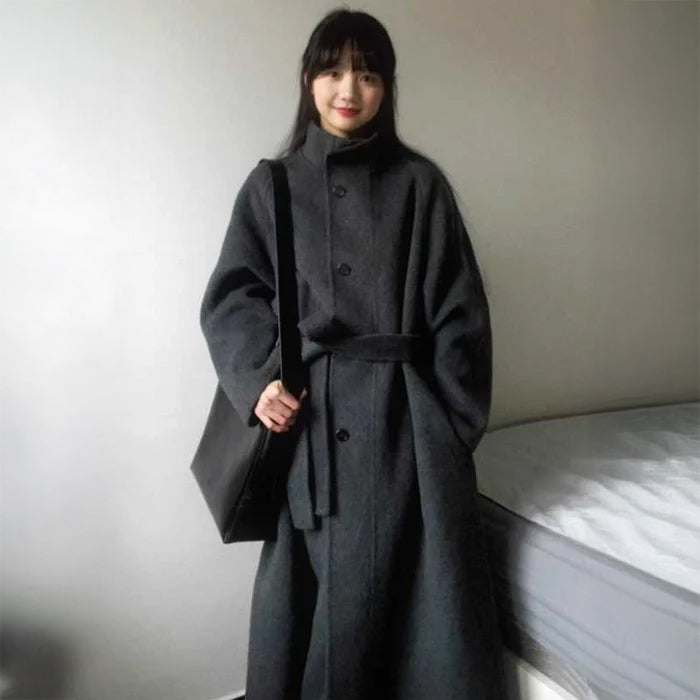 スタンドネックロングコート(2colors)