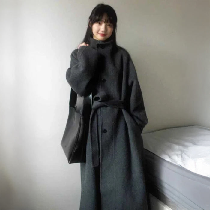 スタンドネックロングコート(2colors)