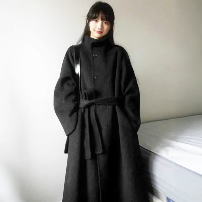 スタンドネックロングコート(2colors)