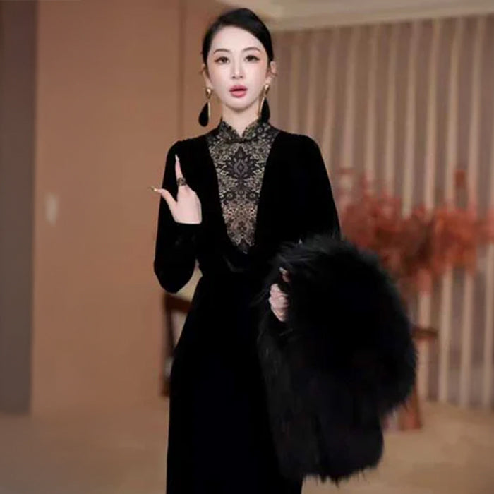 ベロアタイトロングワンピース