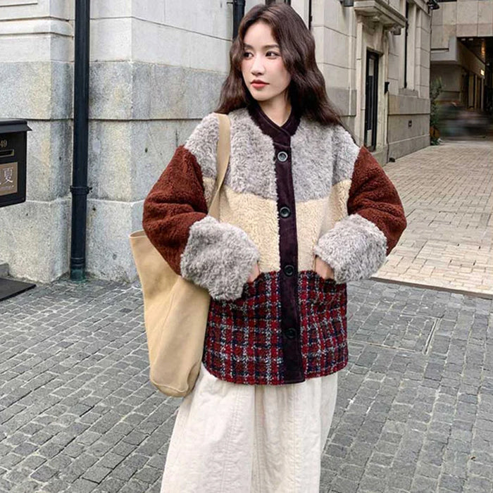 パッチワークボアジャケット