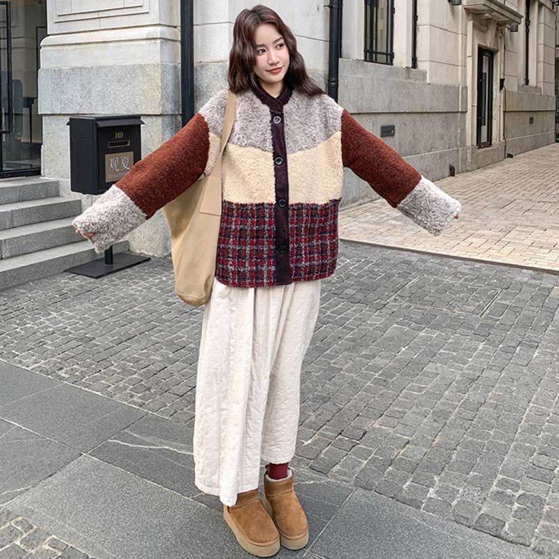 パッチワークボアジャケット