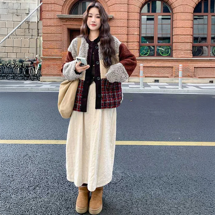 パッチワークボアジャケット