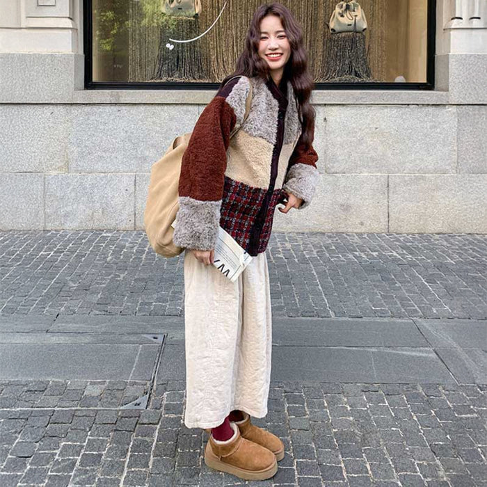 パッチワークボアジャケット