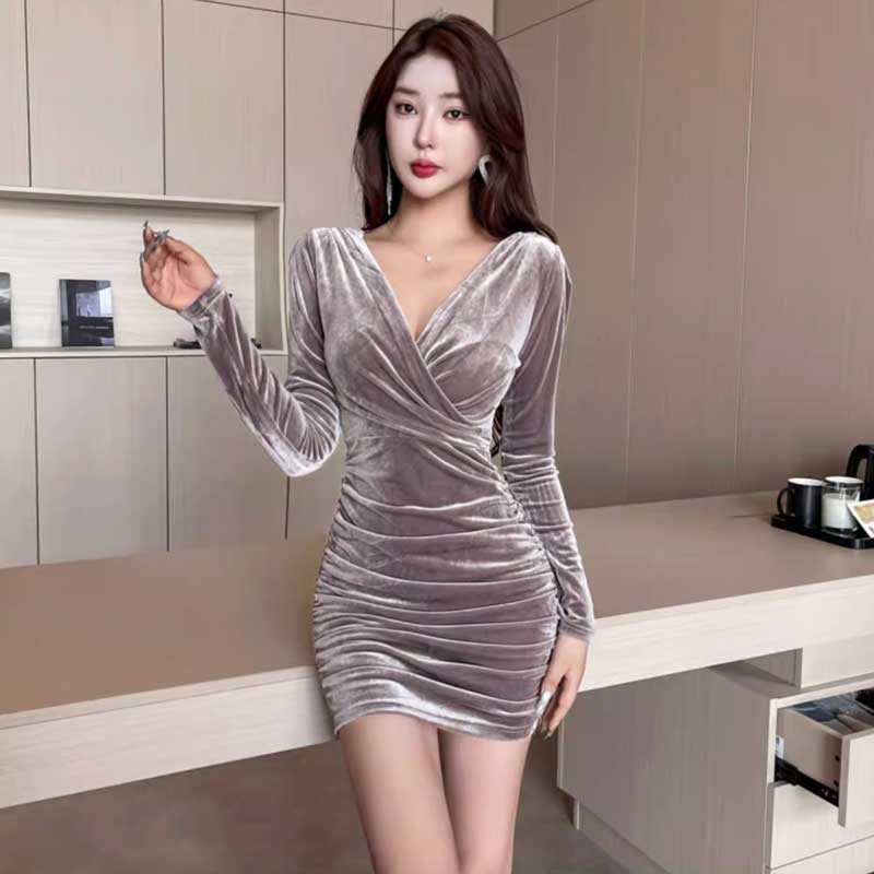 カシュクールベロアワンピース(2colors)