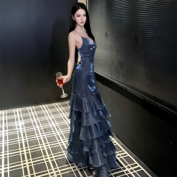 スリットティアードロングワンピース