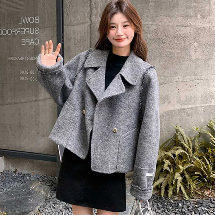 フリンジトリムメルトンコート(3colors)