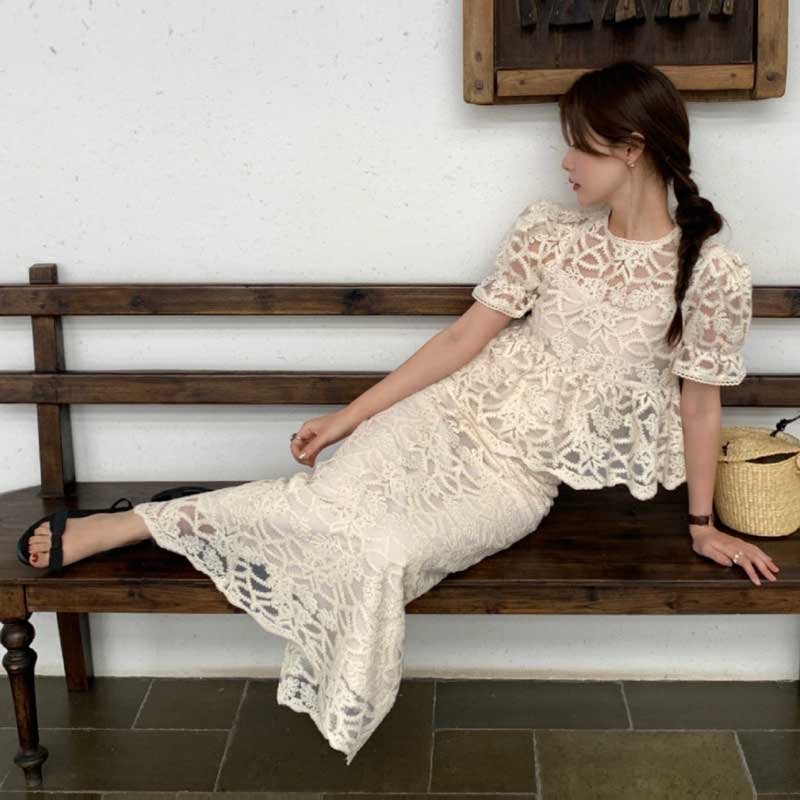 エレガントレースロングスカート