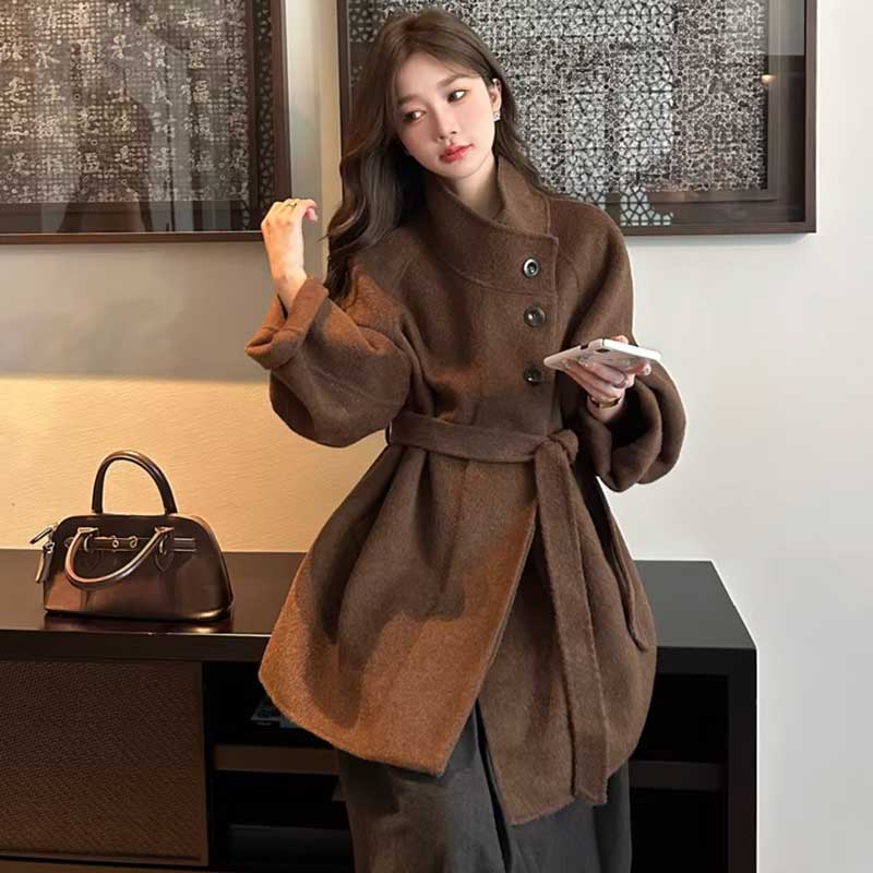 ウエストマークスタンドカラーコート