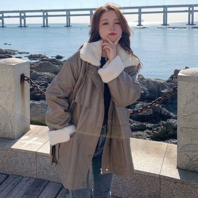 ボアカラーフェイクレザージャケット(2colors)