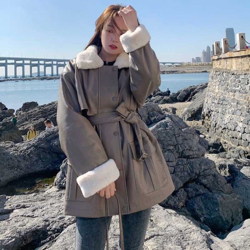 ボアカラーフェイクレザージャケット(2colors)