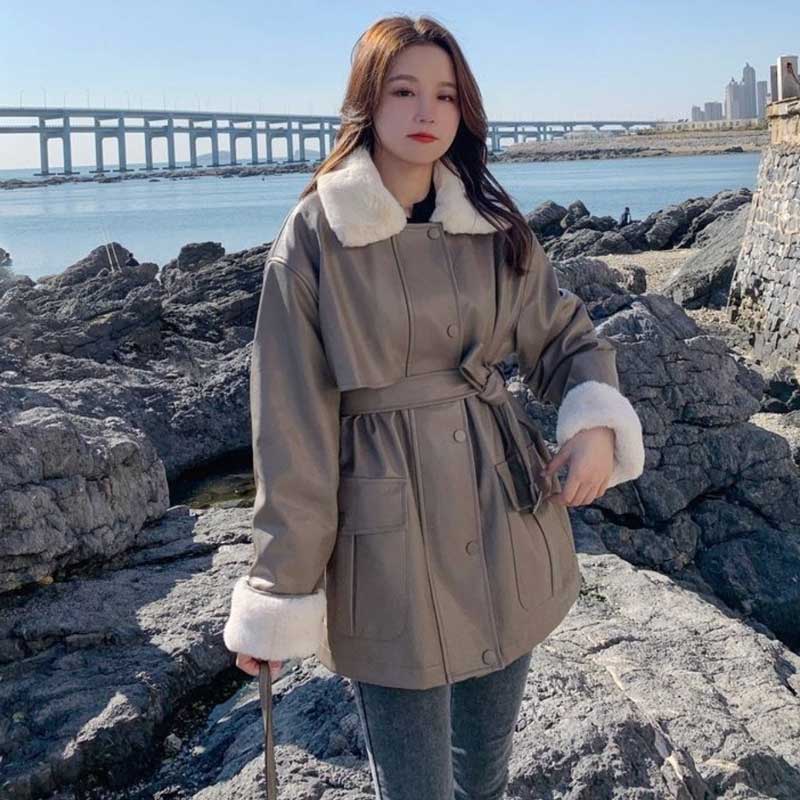 ボアカラーフェイクレザージャケット(2colors)