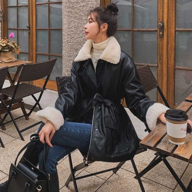 ボアカラーフェイクレザージャケット(2colors)