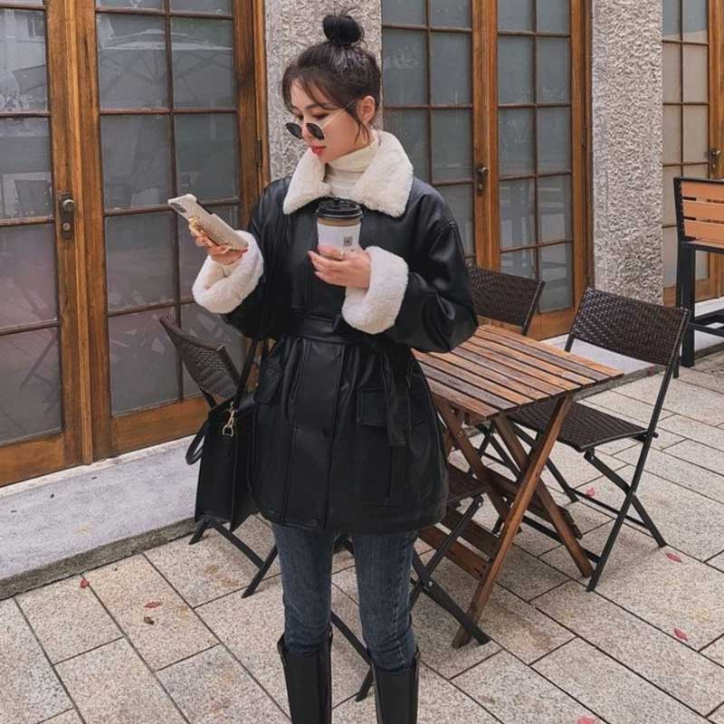 ボアカラーフェイクレザージャケット(2colors)