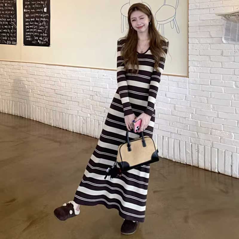 ストレッチリブマキシワンピース(3colors)