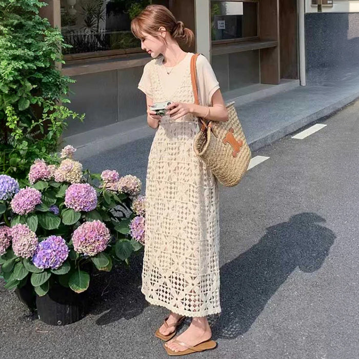 クロシェレースレイヤードワンピース