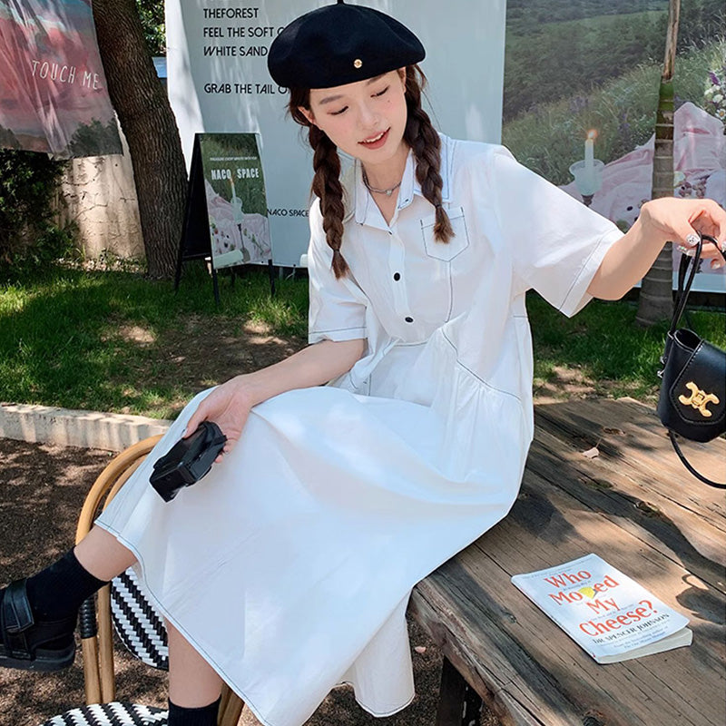 アシメヨークホワイトシャツワンピース