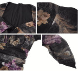 アジアンテイスト花柄シアーロングワンピース
