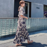 花柄ティアードフリルマキシワンピース