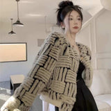 パッチワーク風ショートファージャケット