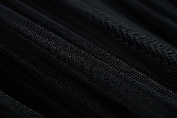 フロントリボンデザインクロップドニットカーデ×アシメヘムチュールプリーツスカート(3colors)