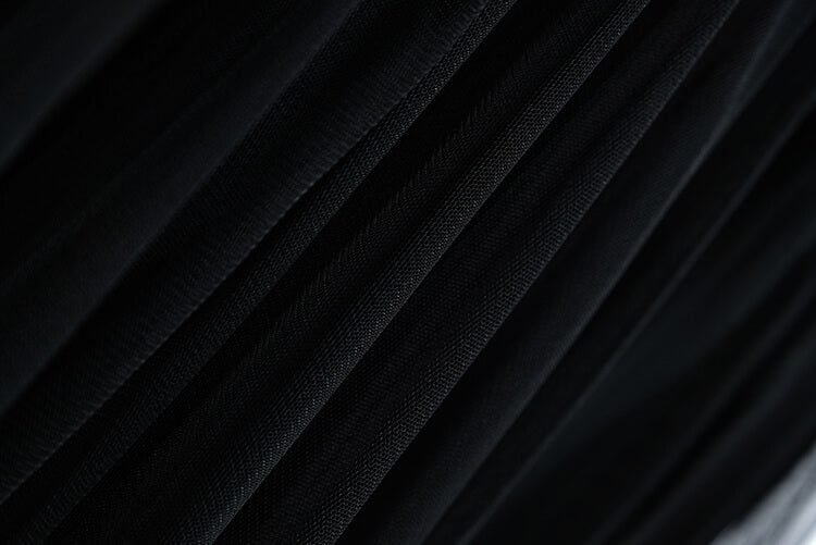 フロントリボンデザインクロップドニットカーデ×アシメヘムチュールプリーツスカート(3colors)