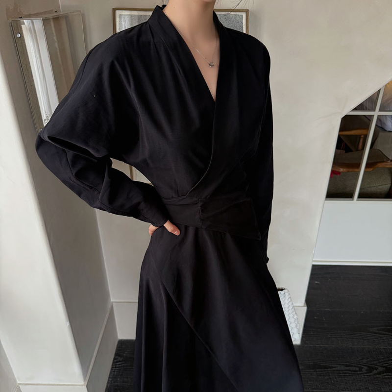 カシュクールバックリボンワンピース(2colors)