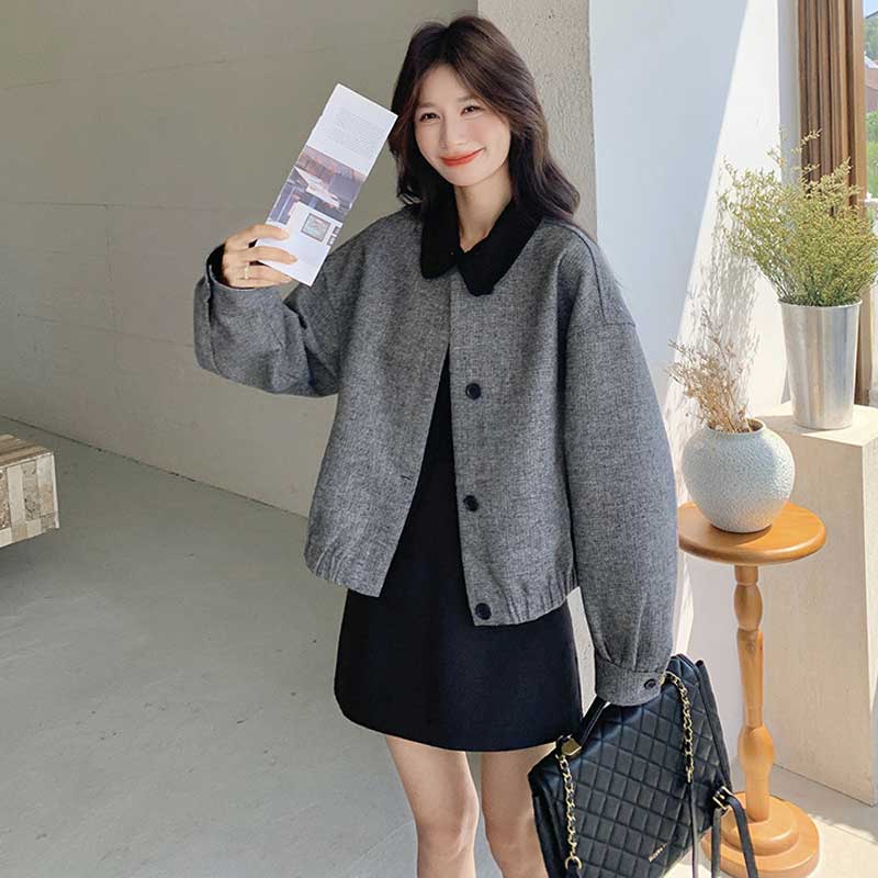 ツートンショートブルゾン