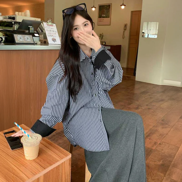 マニッシュストライプオーバーサイズシャツ