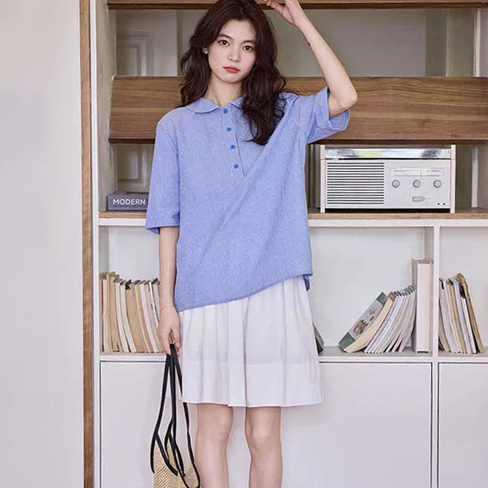 ピンストライププルオーバーシャツ